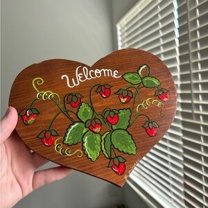 Heart-Shaped Welcome Sign with Strawberry Design